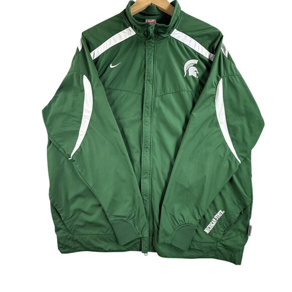 Michigan State Spartans Jacket Men XL Green NCAA Football Nike Storm Fit Zip Y2K - Picture 9 of 16